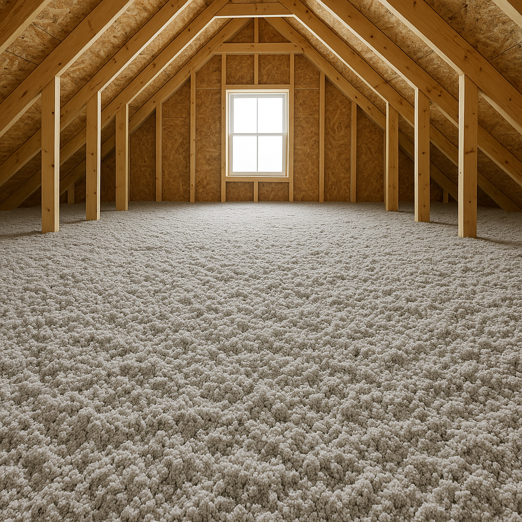 Blown-in insulation installation
