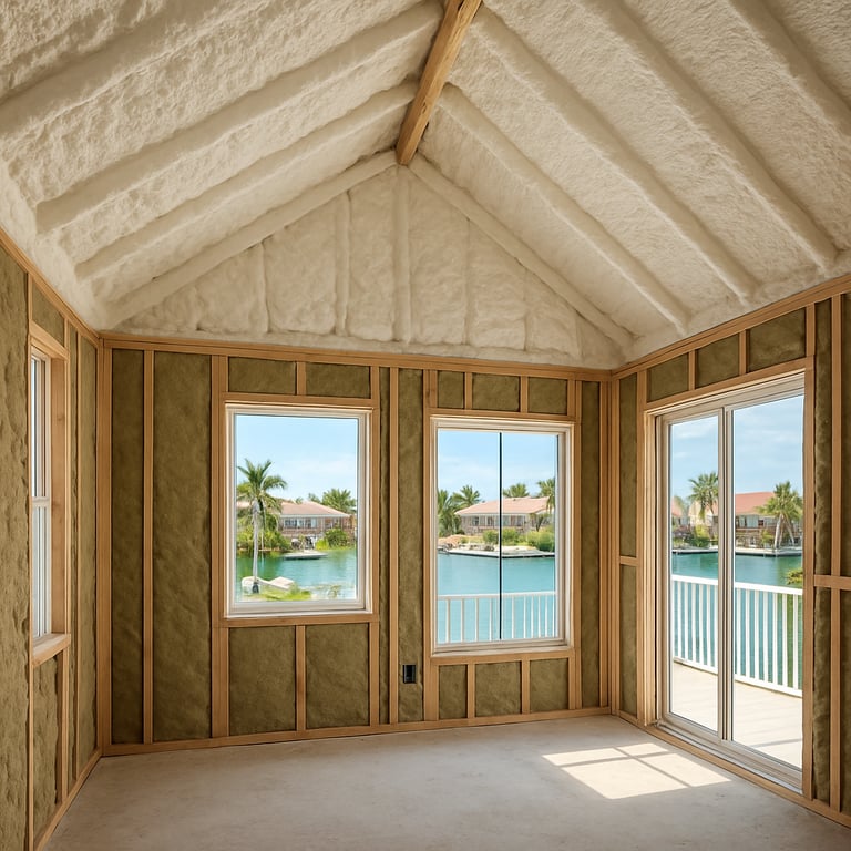 spray foam roof deck and rockwool insulation interior walls new beach house marco island florida