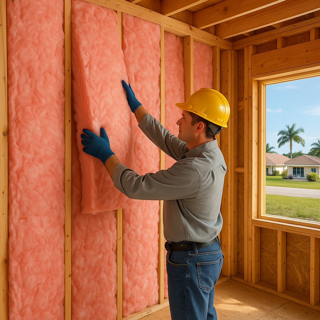 Batt insulation Fiberglass batt insulation installation for new home construction in Naples FL Batt insulation Fiberglass batt insulation installation for new home construction in Naples FL