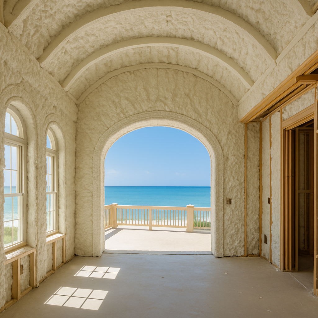 Spray foam insulation installation for new construction home in Naples FL by Ideal Insulation contractor for builders Spray foam insulation installation for new construction home in Naples FL by Ideal Insulation contractor for builders